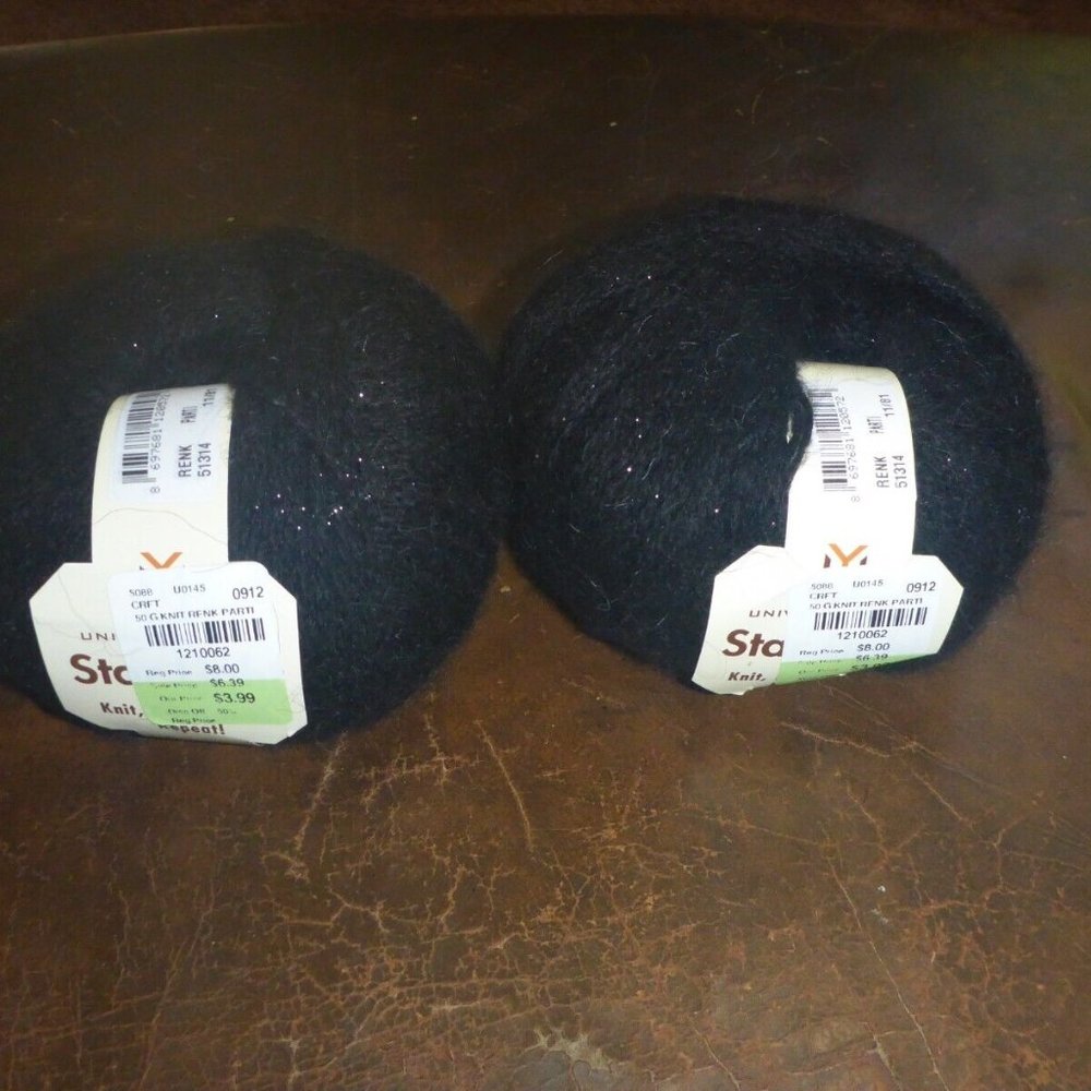 2 Balls Universal Yarn Mohair Blend - Color Black - 300 yds ea.